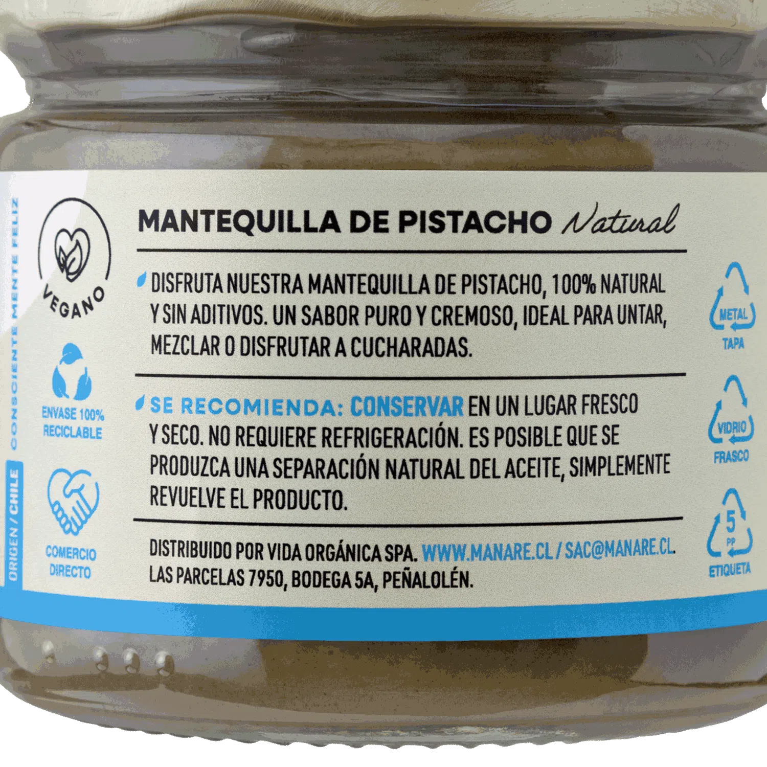 Mantequilla de Pistacho 200g Manare la Casa Costa